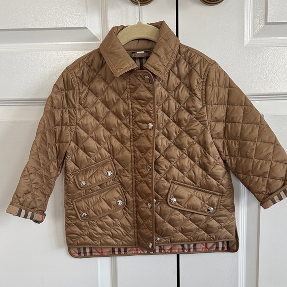 Burberry Tan Quilted Kids Puffer Jacket